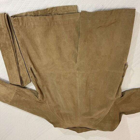 Margaret Godfrey Suede Leather Jacket Belt Sz M Brown Button Up Western Cowgirl - Picture 11 of 12